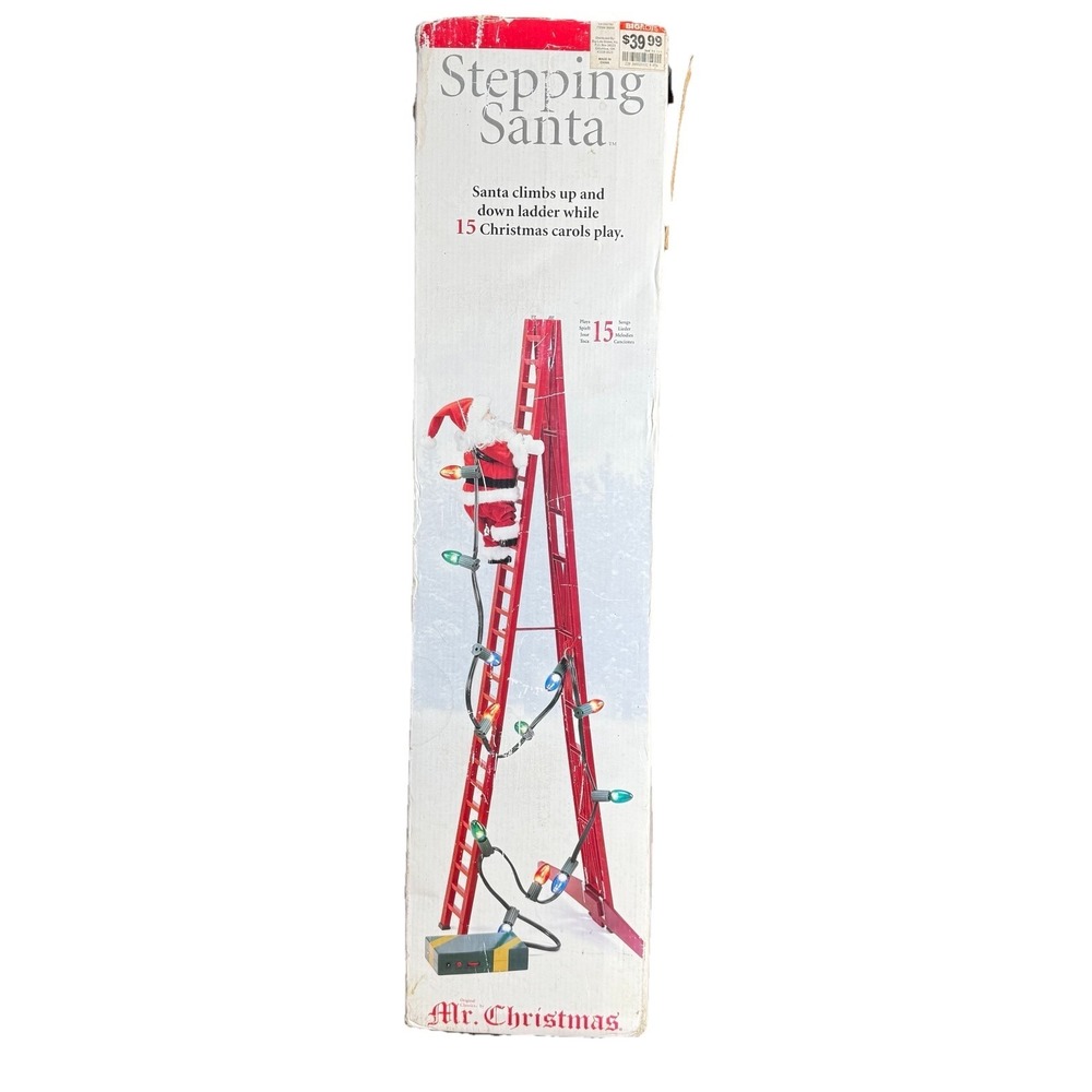 Vintage 2006 Mr. Christmas Stepping Santa Ladder Lights 15 Carols Tested‎ Works
